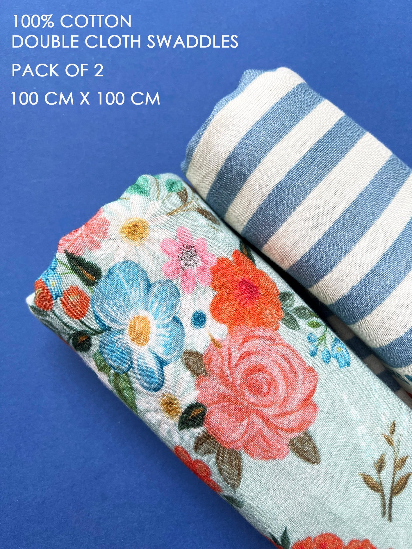 Hiver cotton baby swaddle set | Set of 2