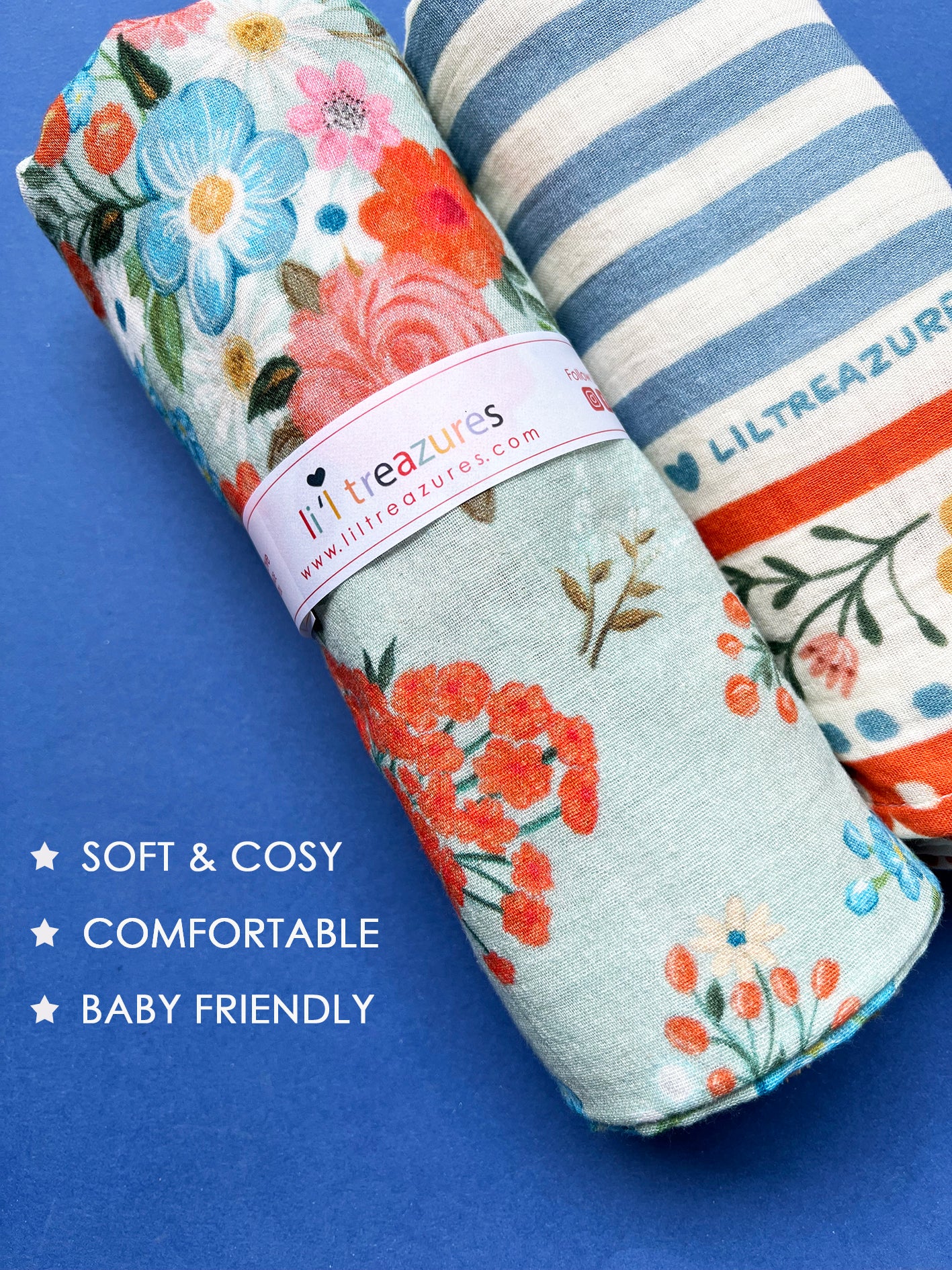 Hiver cotton baby swaddle set | Set of 2
