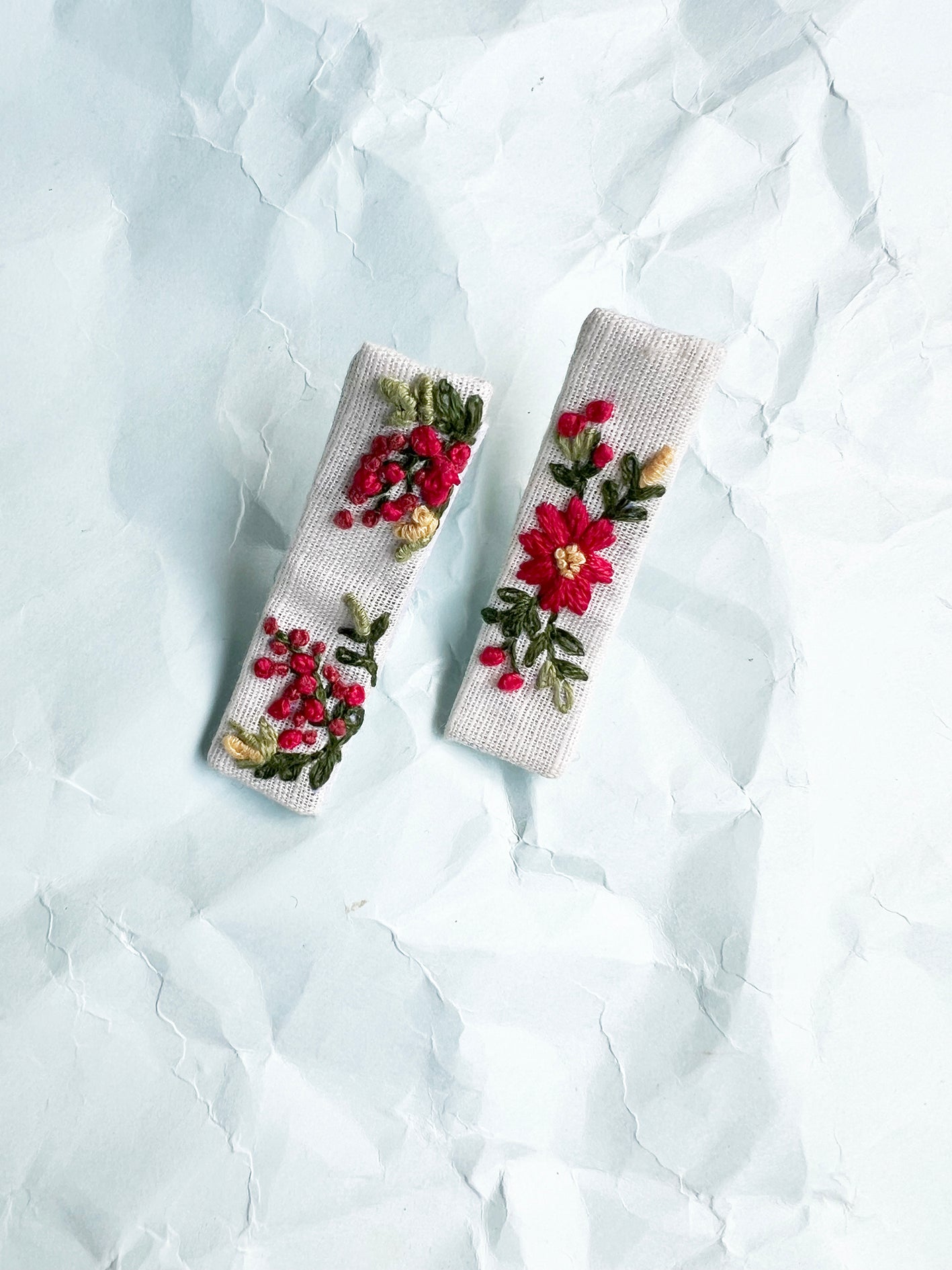 Scarlett Bud Hand embroidered hair pin for babies & kids | Set of 2