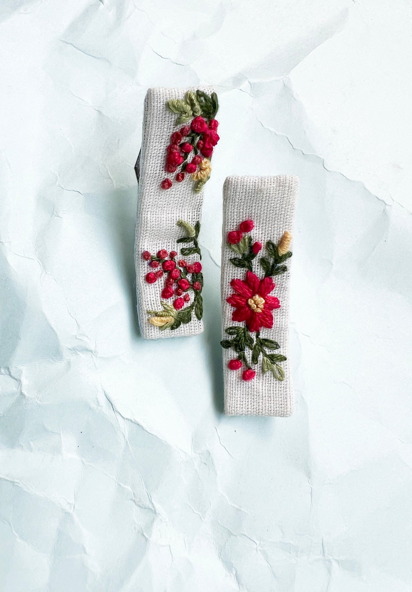 Scarlett Bud Hand embroidered hair pin for babies & kids | Set of 2