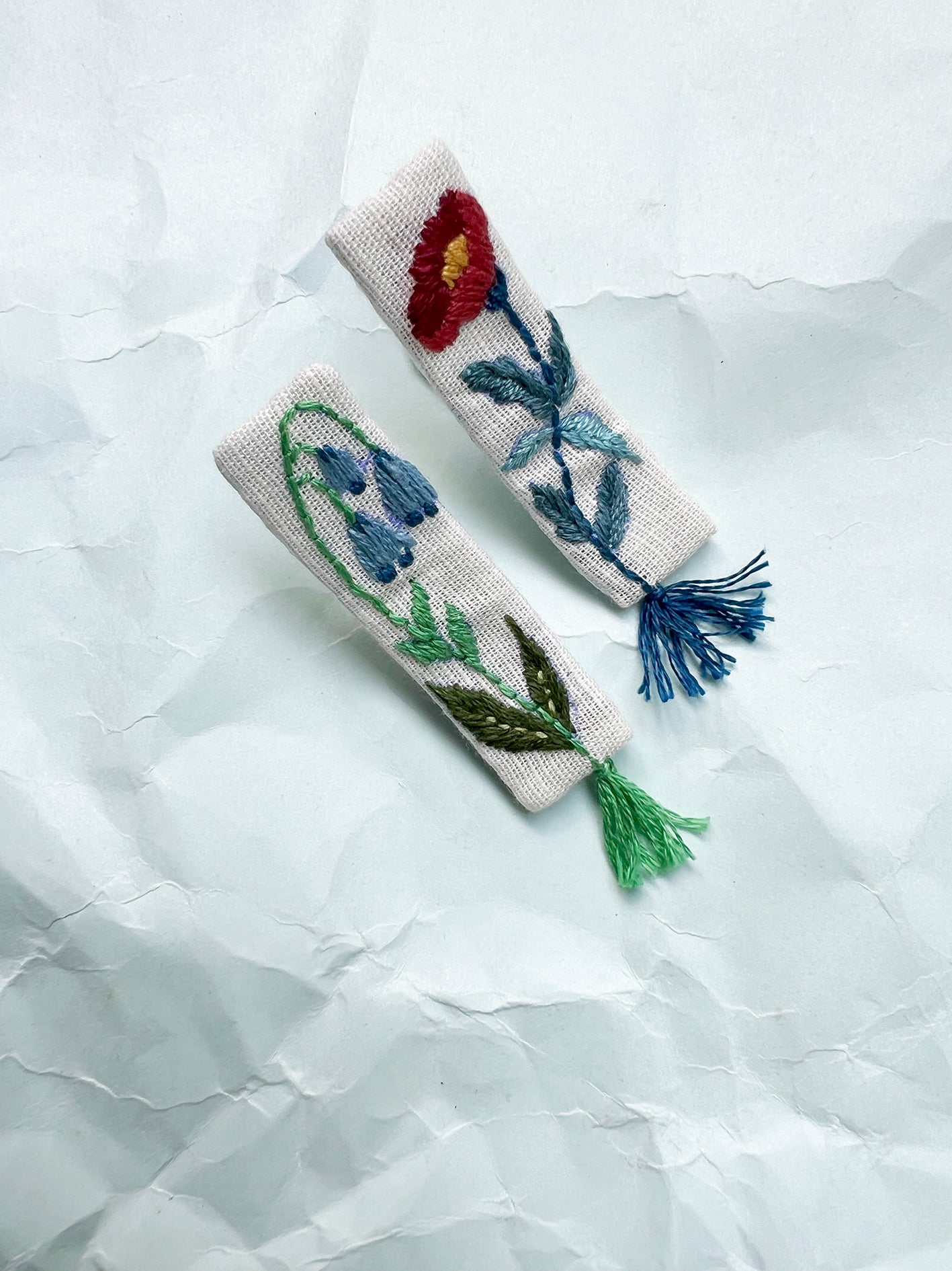 Floral Fringe hand embroidered hair pin for babies & Kids | set of 2