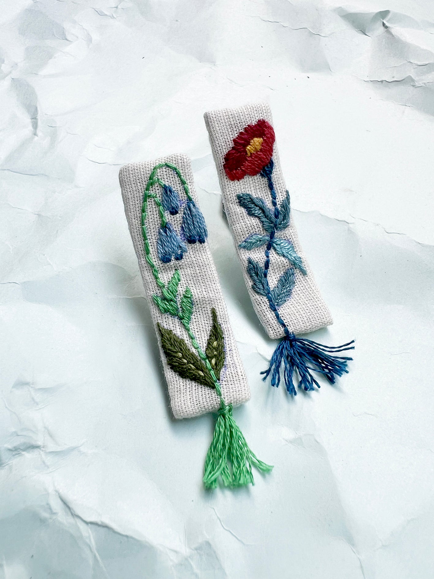 Floral Fringe hand embroidered hair pin for babies & Kids | set of 2