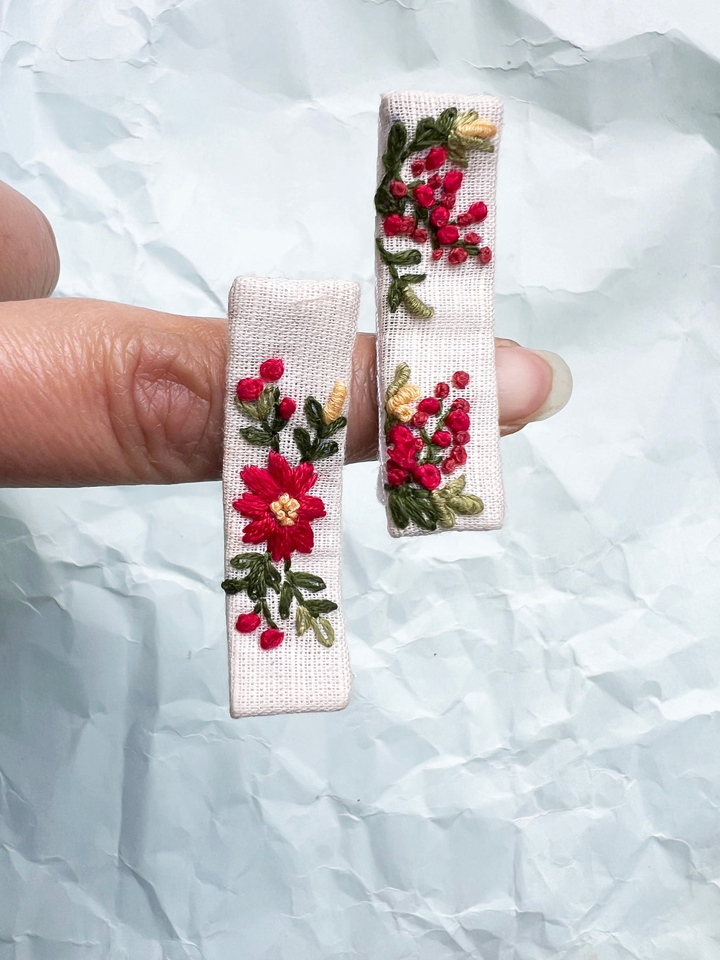 Scarlett Bud Hand embroidered hair pin for babies & kids | Set of 2