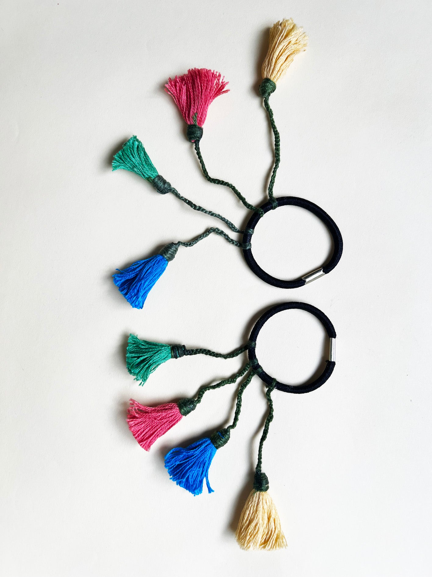 Colorful Handmade Tassel hair ties 2| Set of 2