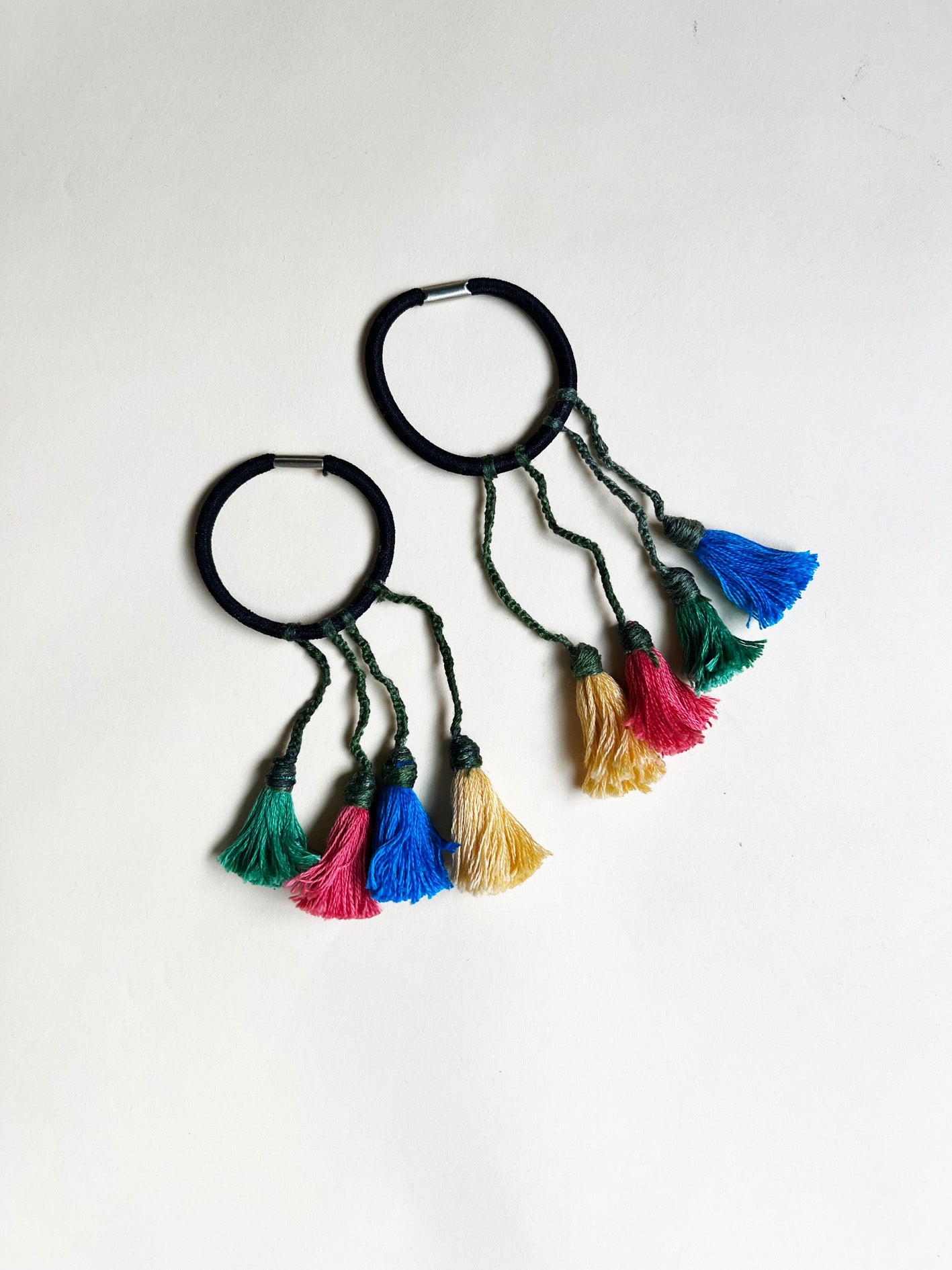 Colorful Handmade Tassel hair ties 2| Set of 2