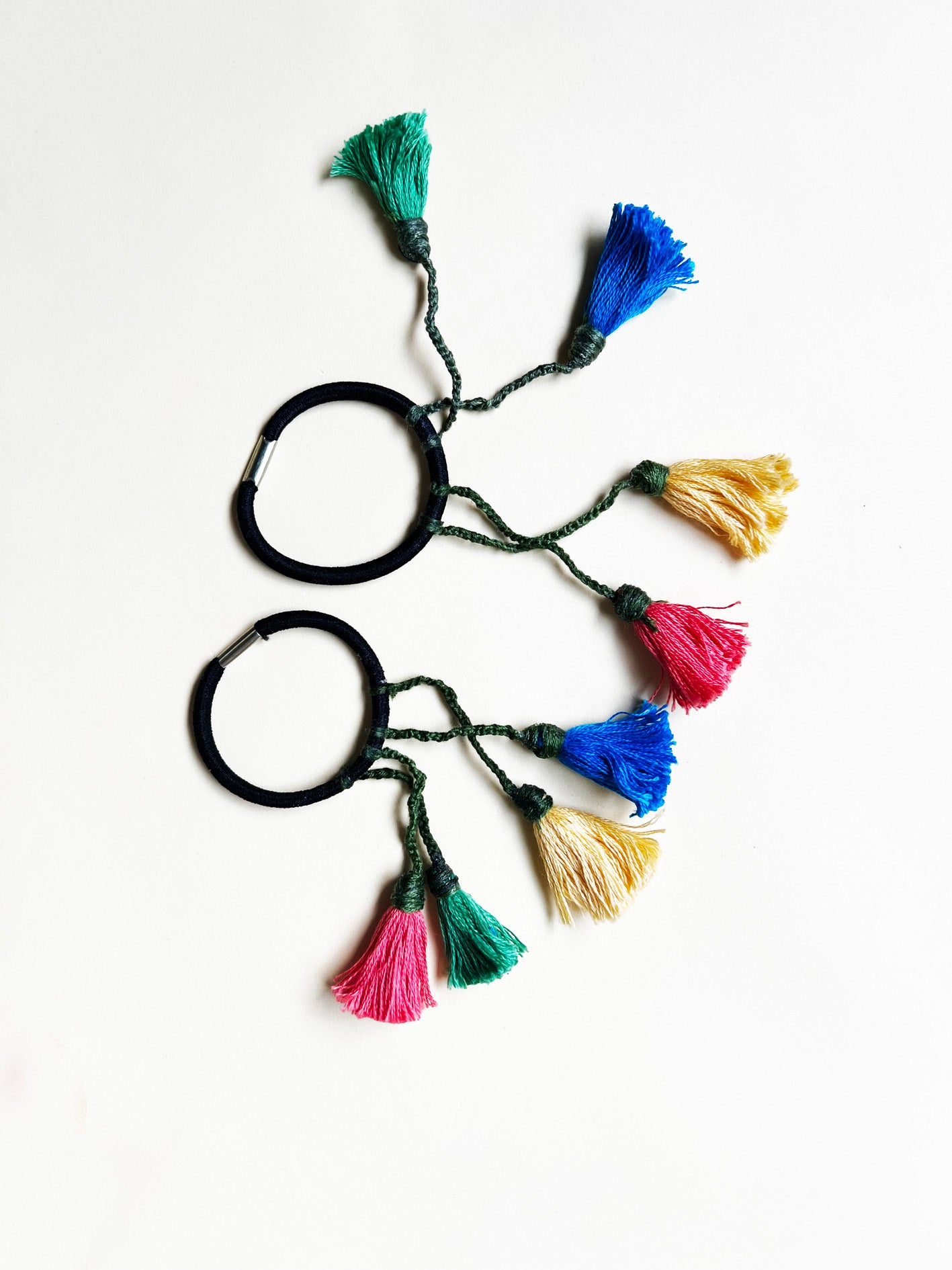 Colorful Handmade Tassel hair ties 2| Set of 2