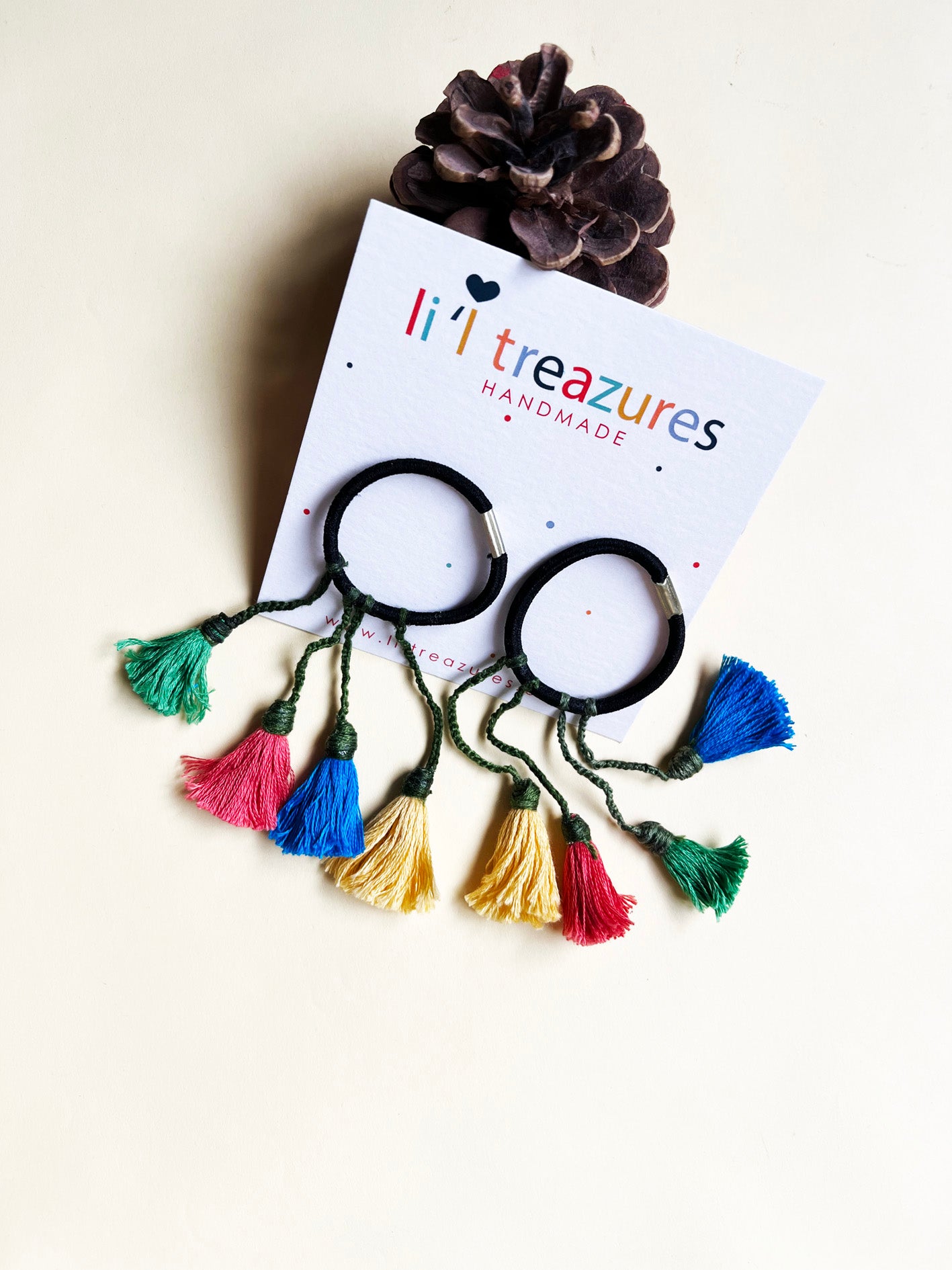 Colorful Handmade Tassel hair ties 2| Set of 2