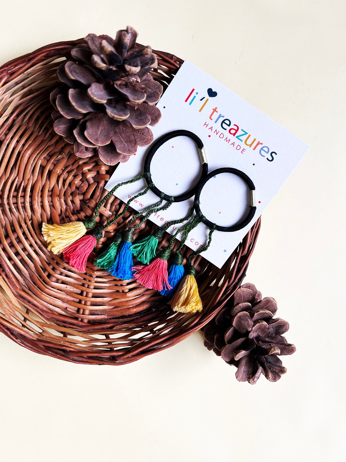 Colorful Handmade Tassel hair ties 2| Set of 2