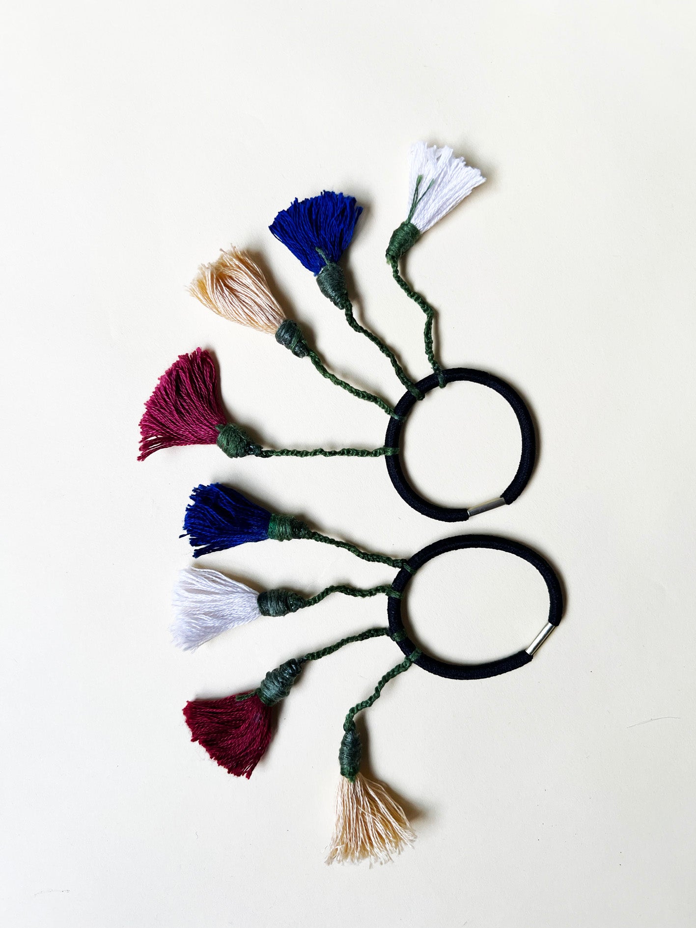 Colorful Handmade Tassel hair ties 5 | Set of 2