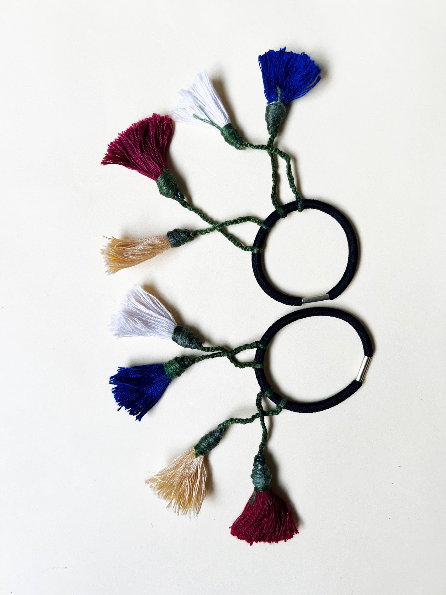 Colorful Handmade Tassel hair ties 5 | Set of 2