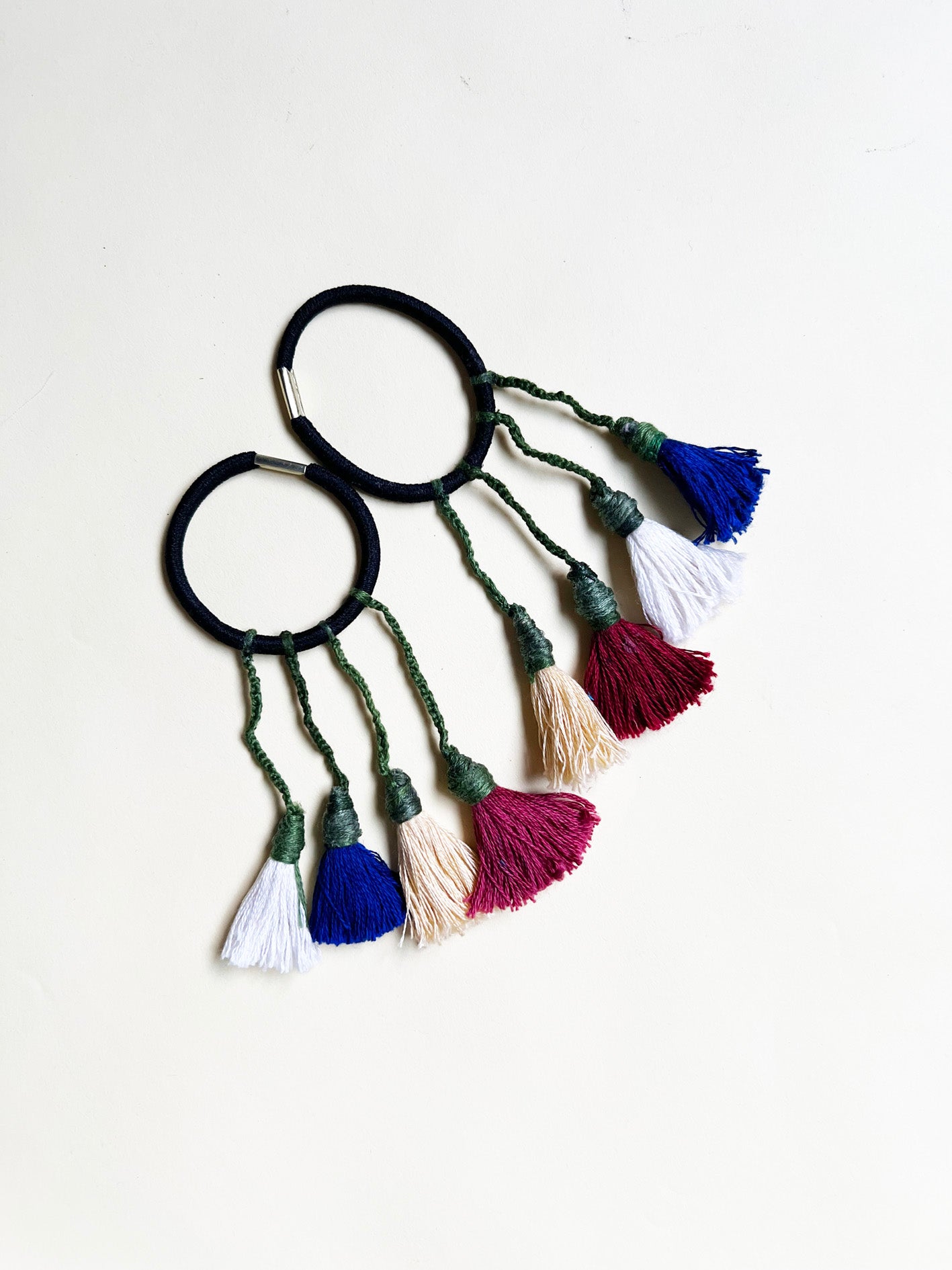 Colorful Handmade Tassel hair ties 5 | Set of 2