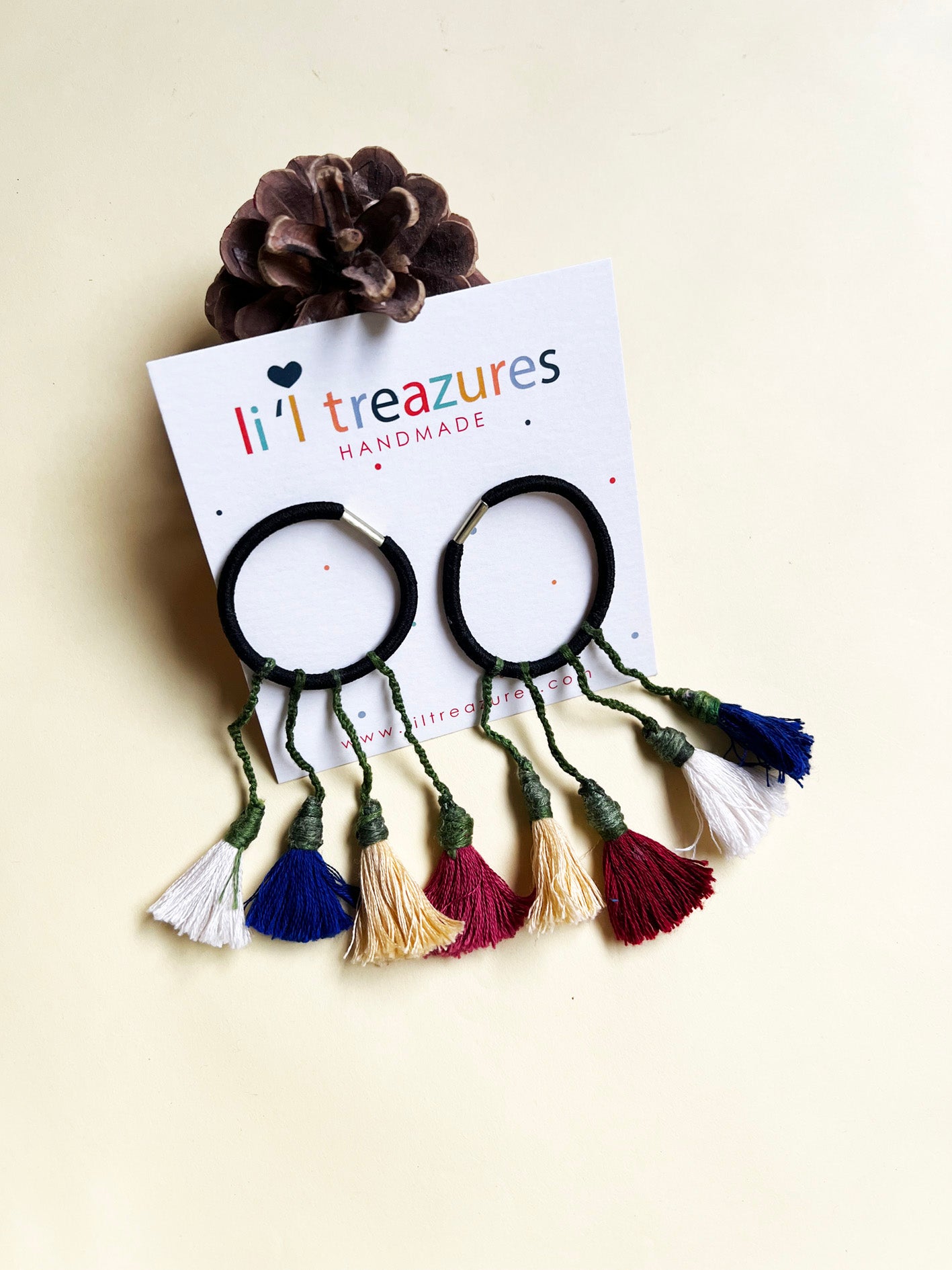 Colorful Handmade Tassel hair ties 5 | Set of 2