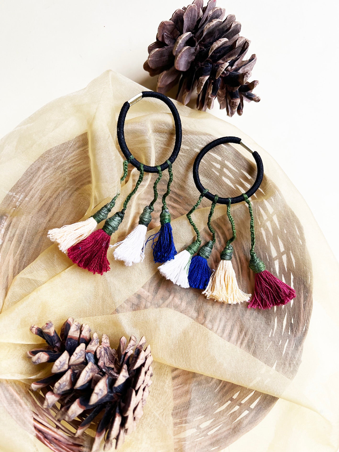 Colorful Handmade Tassel hair ties 5 | Set of 2