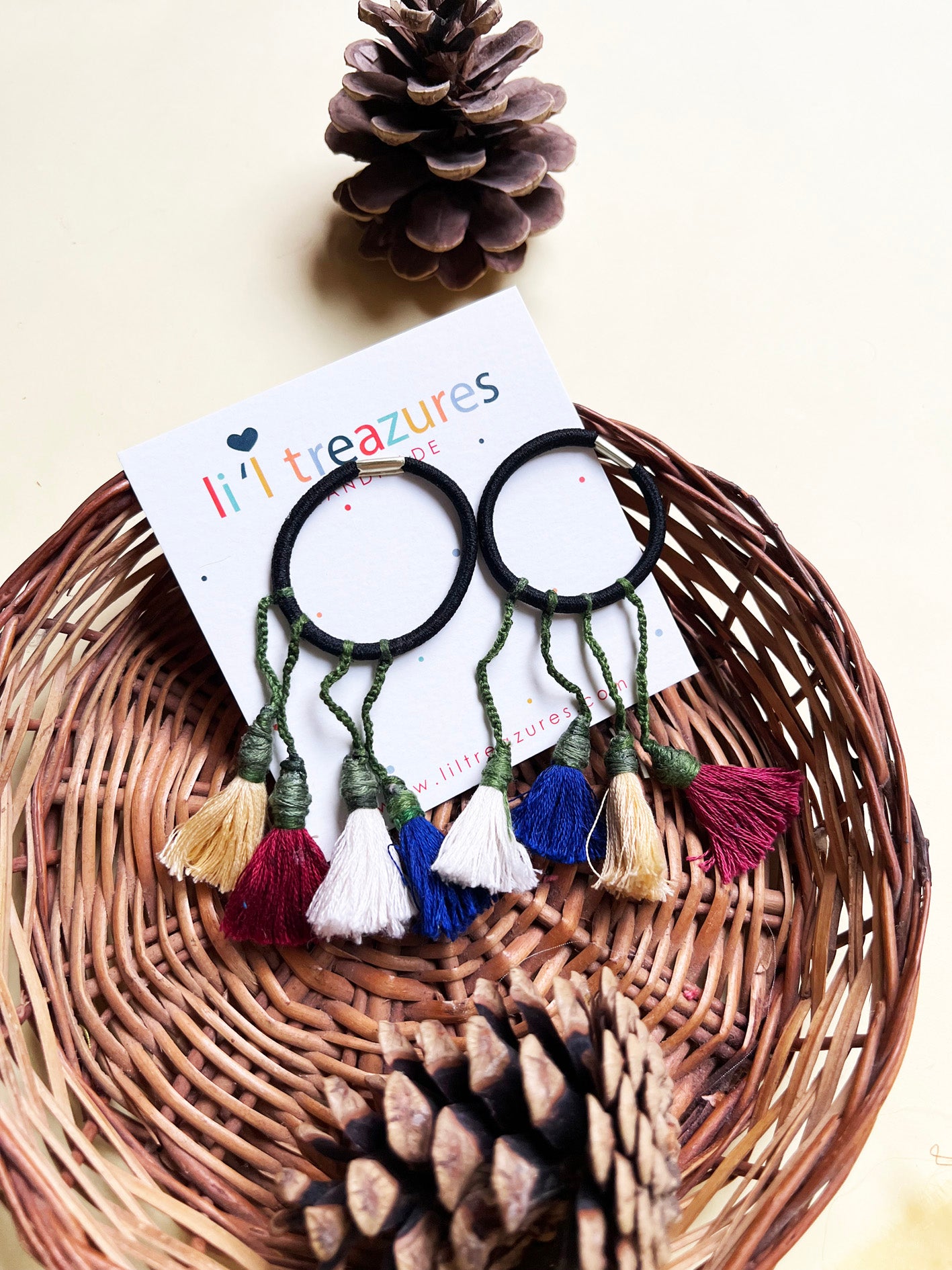 Colorful Handmade Tassel hair ties 5 | Set of 2
