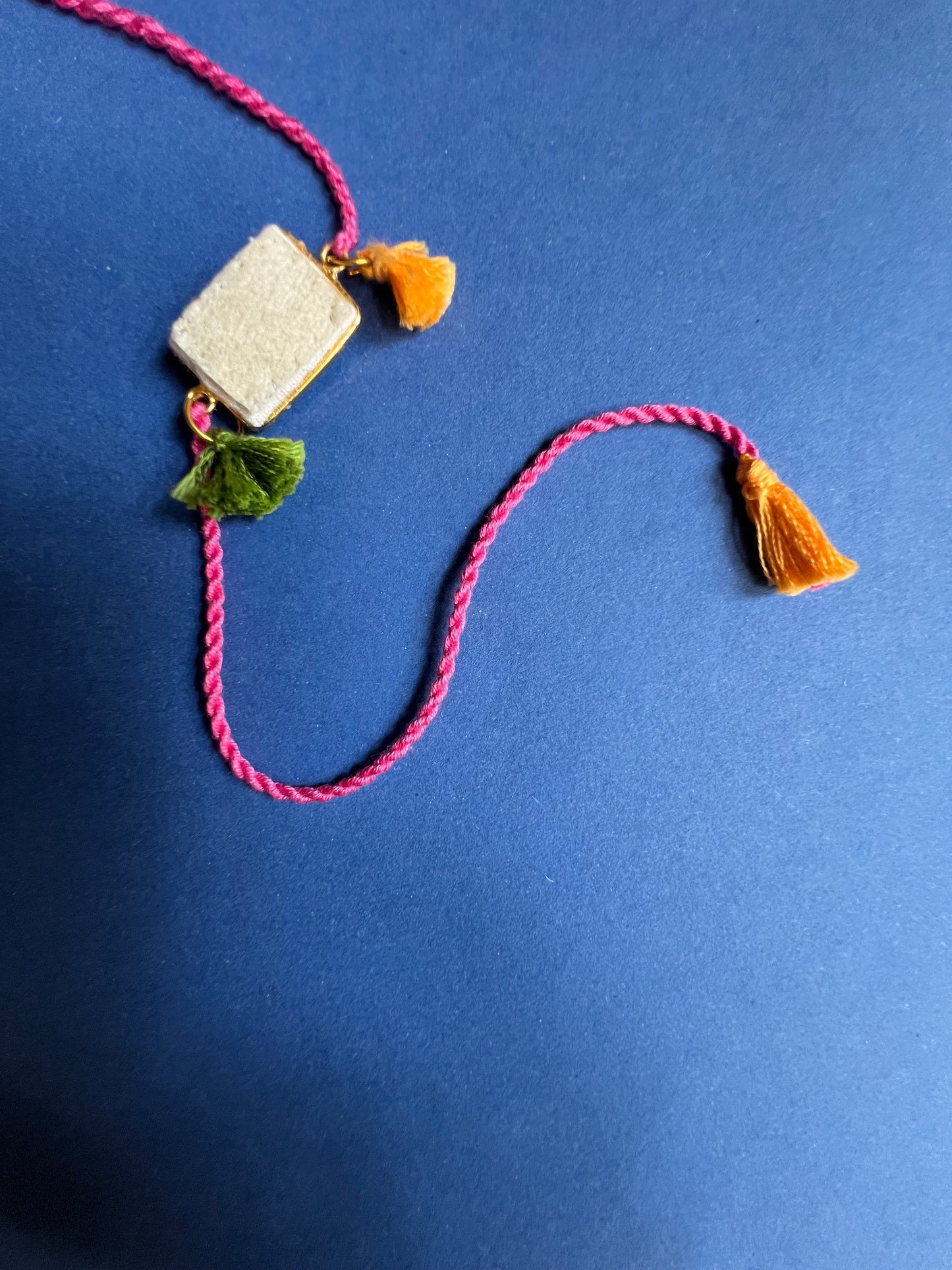 Pink Green Floral Rect Rakhi