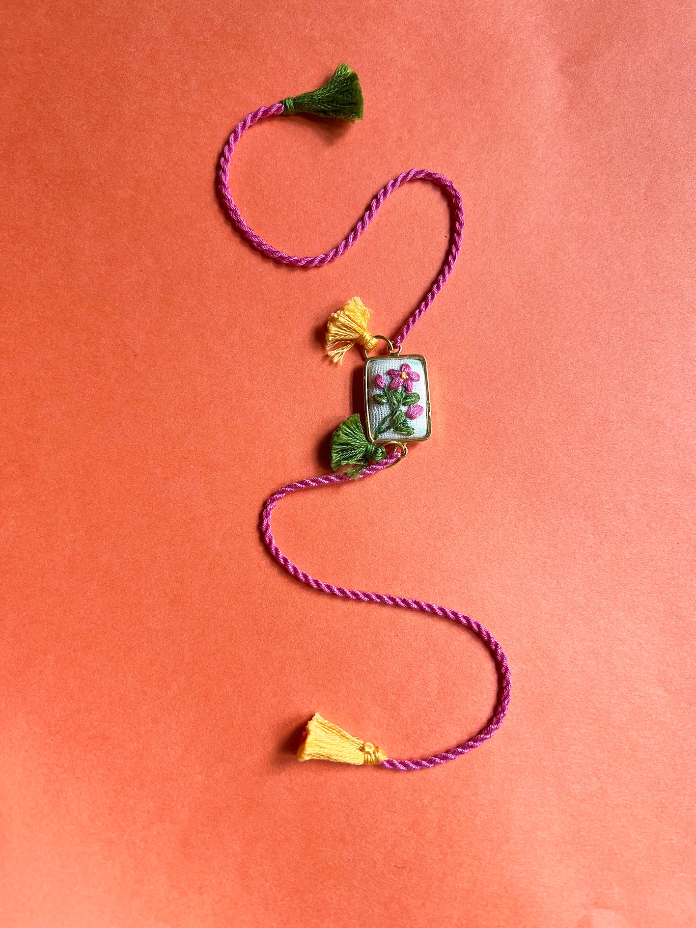 Pink Green Floral Rect Rakhi