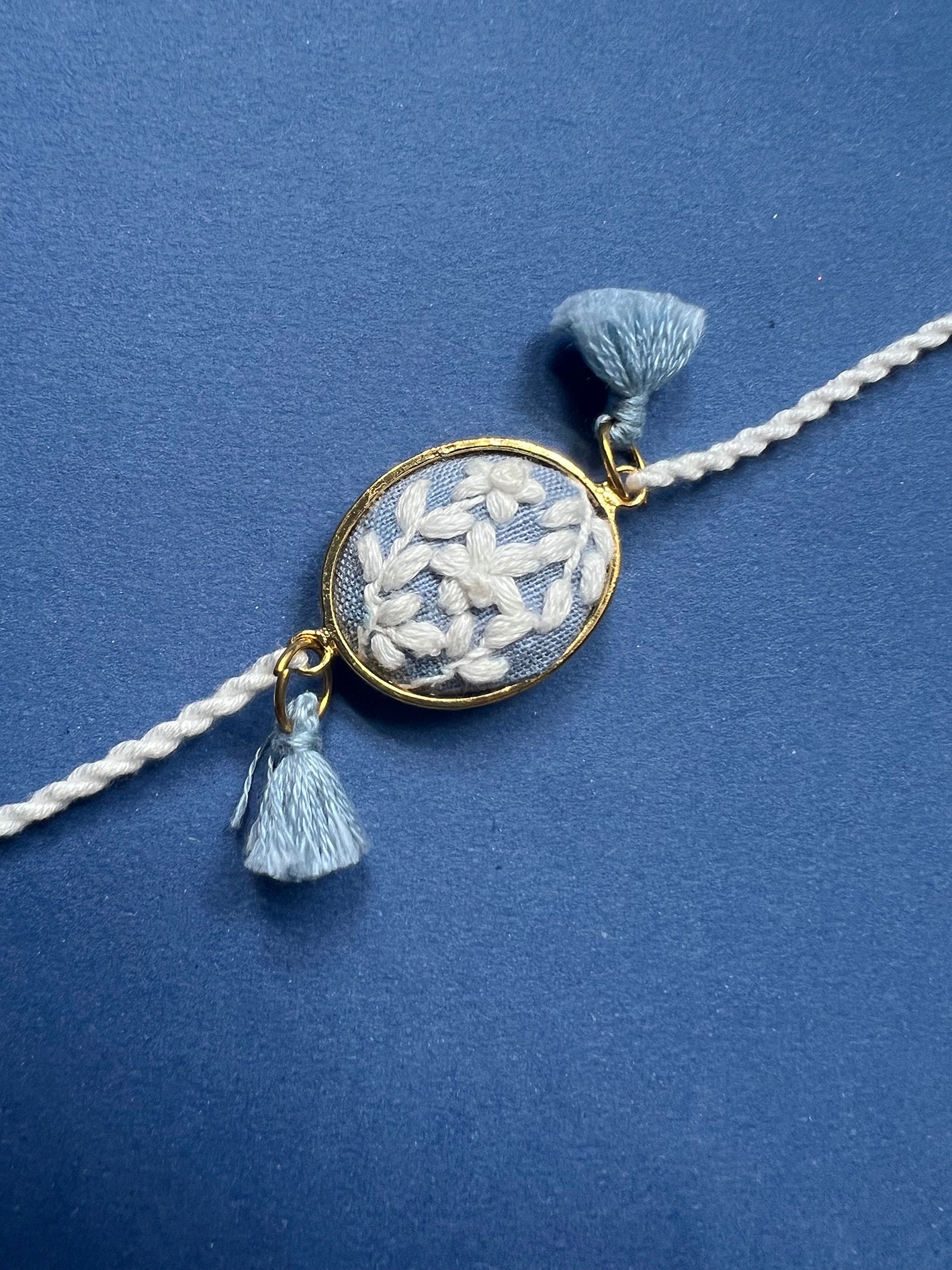 Blue & White Oval Rakhi