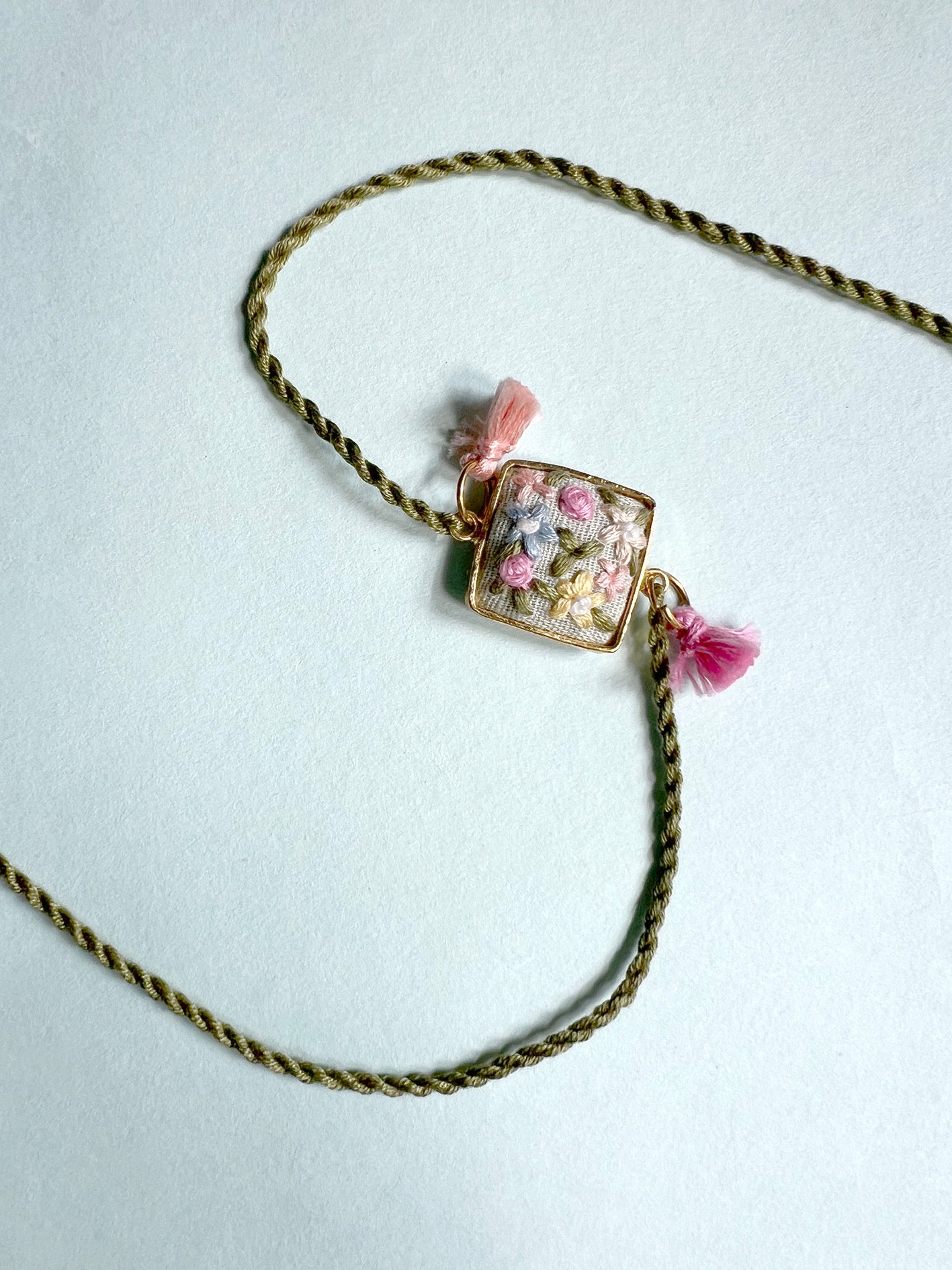 Light Green Floral Square Rakhi