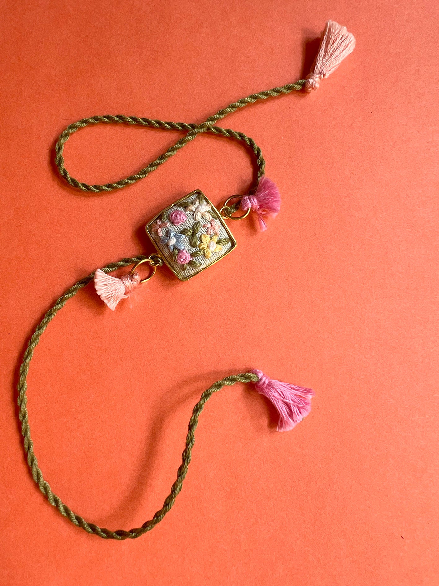 Light Green Floral Square Rakhi