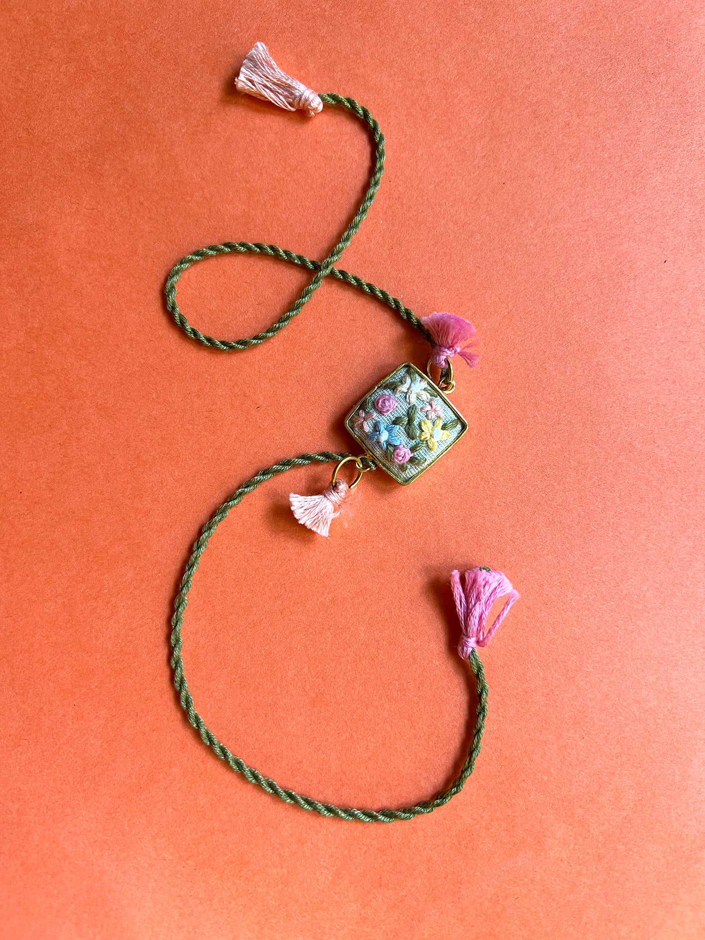 Light Green Floral Square Rakhi