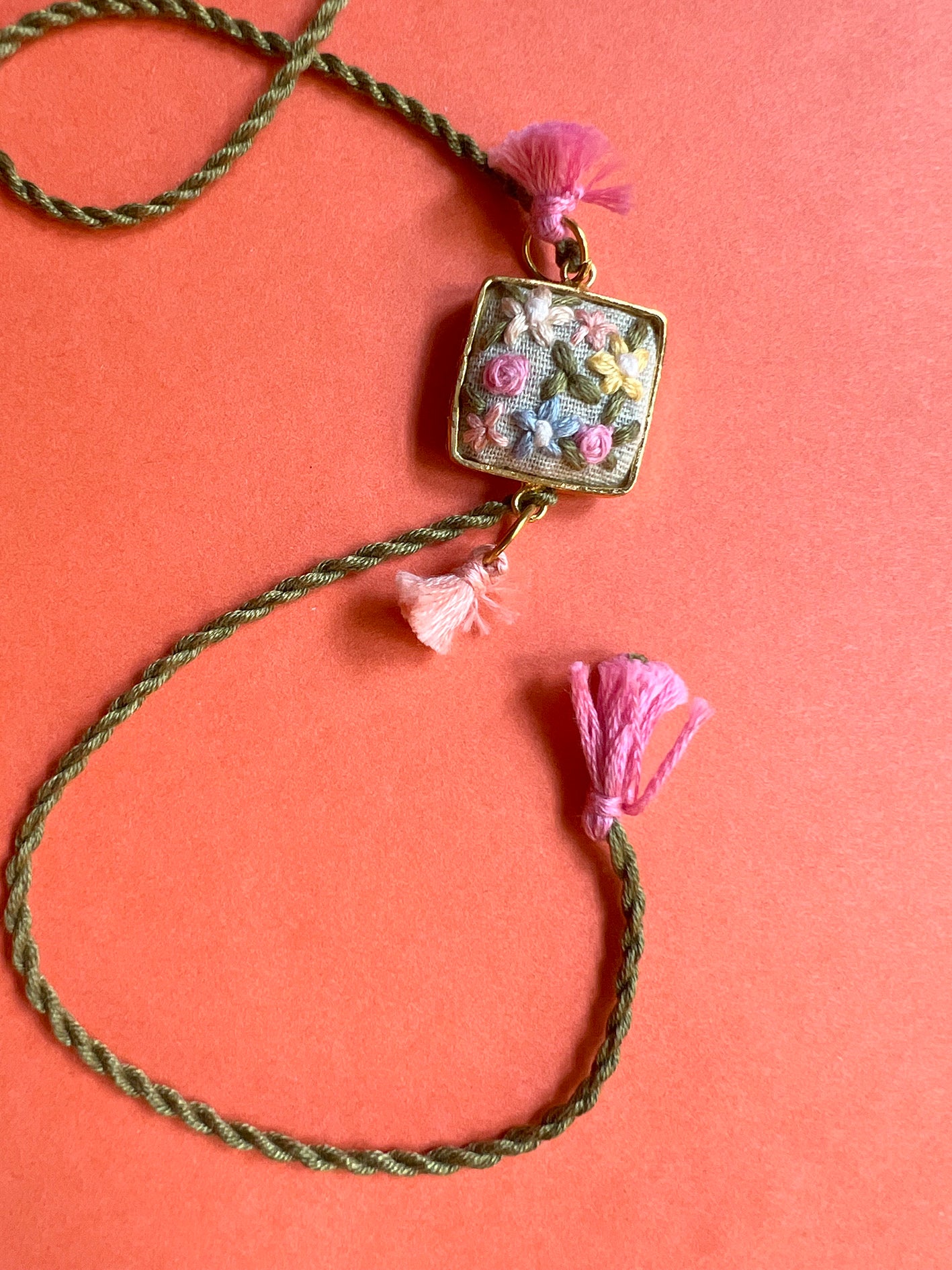 Light Green Floral Square Rakhi