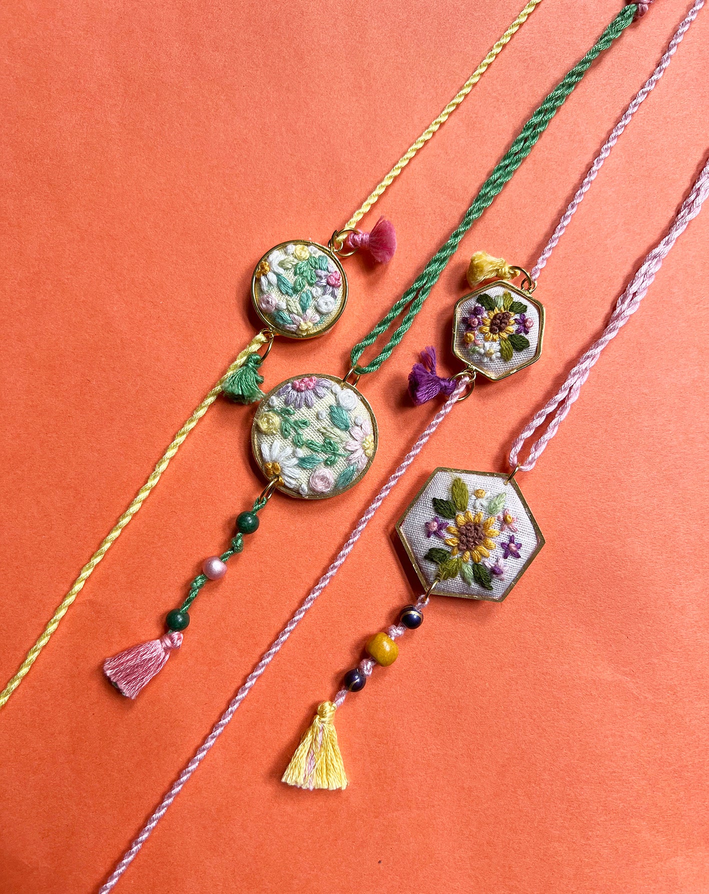 Pastel Pink Floral Rakhi & Lumba set