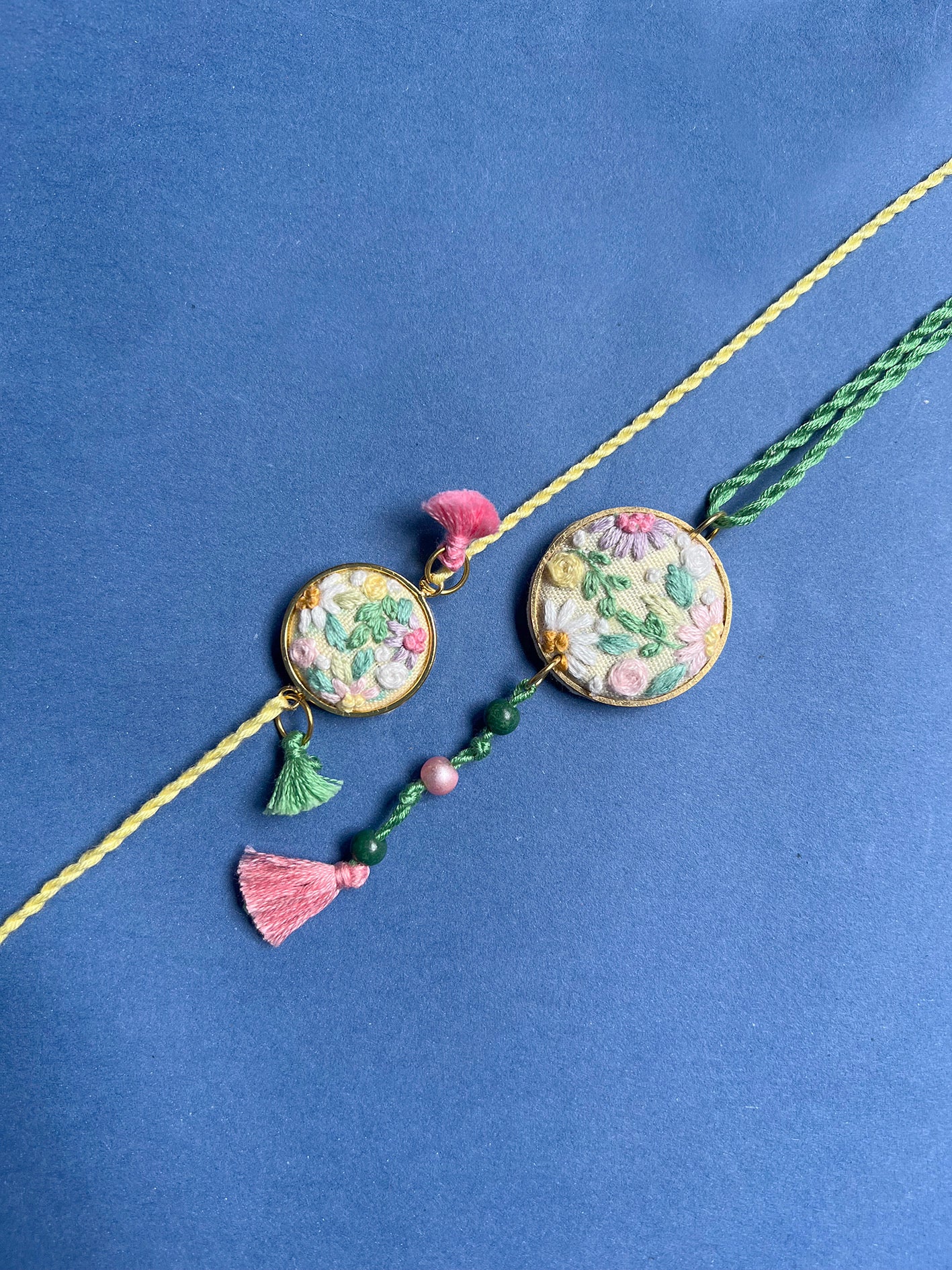 Pastel Pink Floral Rakhi & Lumba set