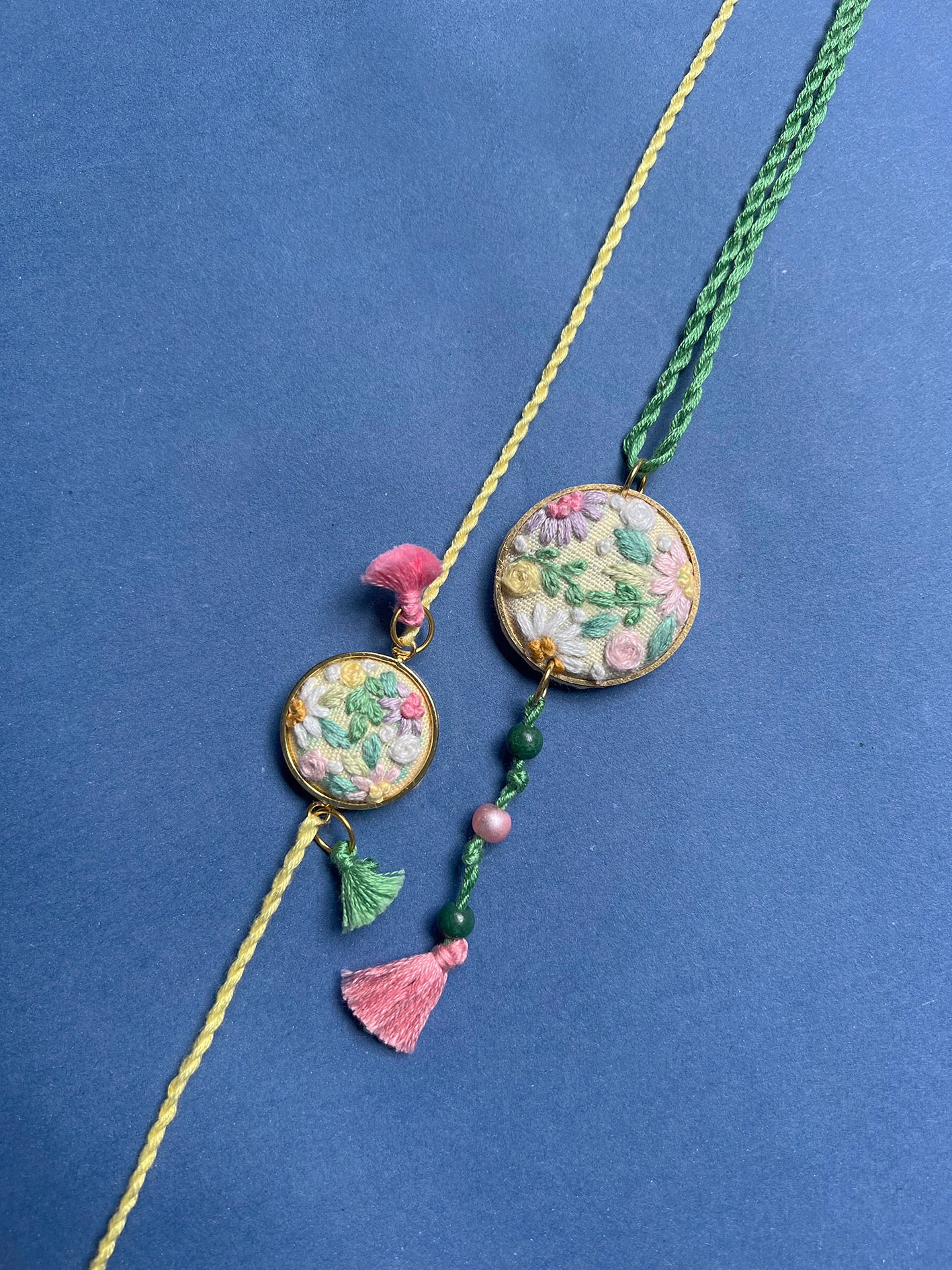 Pastel Pink Floral Rakhi & Lumba set