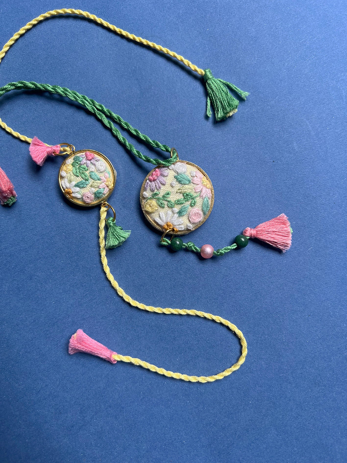 Pastel Pink Floral Rakhi & Lumba set
