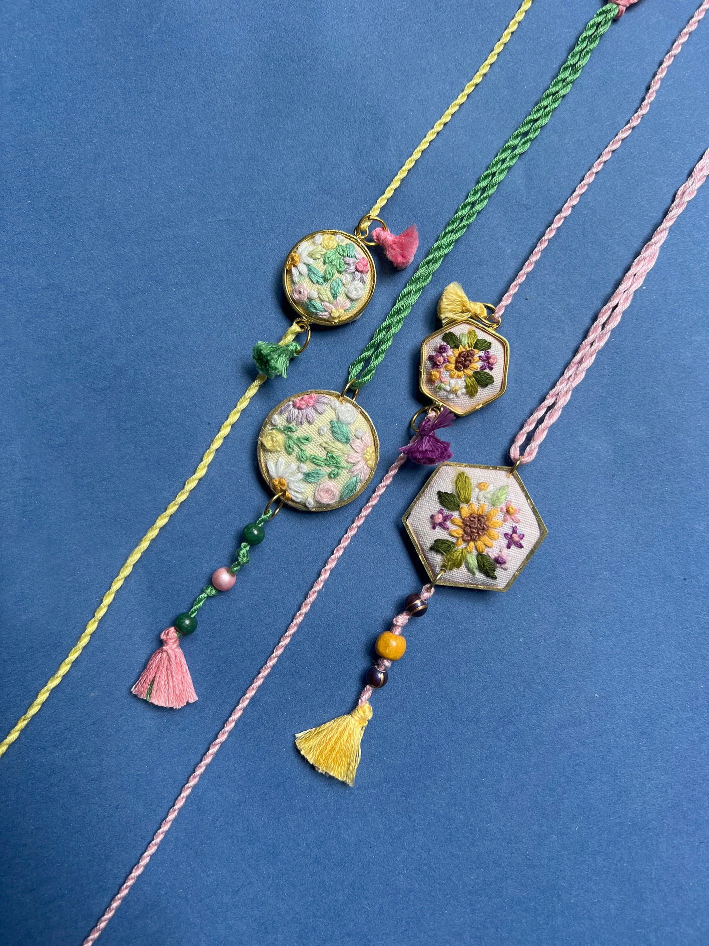 Pastel Pink Floral Rakhi & Lumba set
