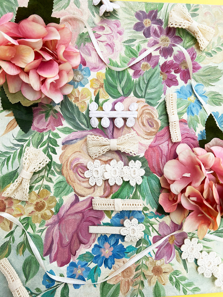 Organic Vintage cotton clips for Baby / kids | Offwhite | set of 5