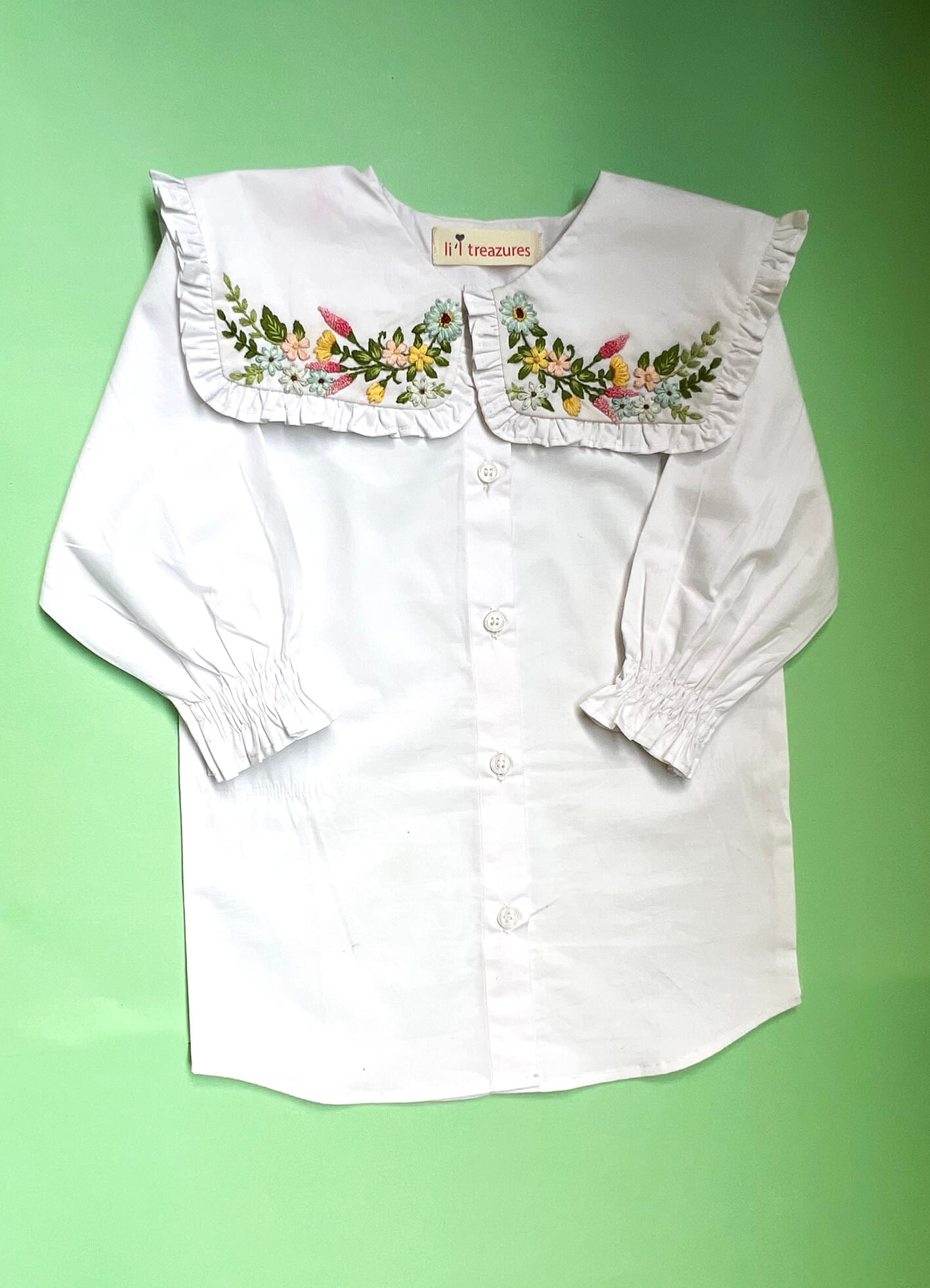 Marbella Handcrafted Collar shirt for girls | Organic cotton poplin