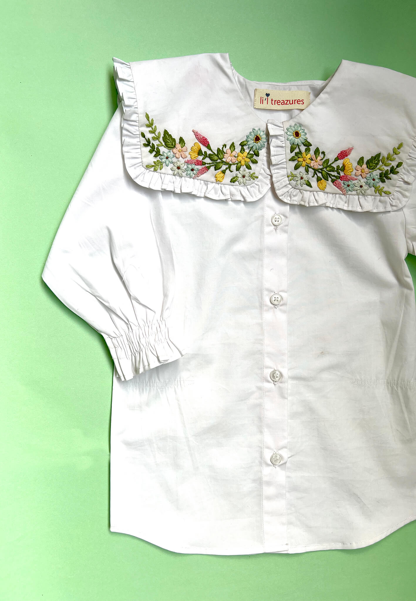 Marbella Handcrafted Collar shirt for girls | Organic cotton poplin