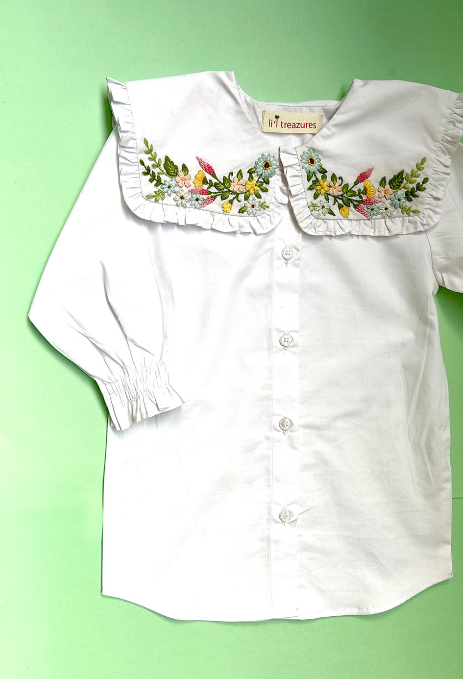 Marbella Handcrafted Collar shirt for girls | Organic cotton poplin