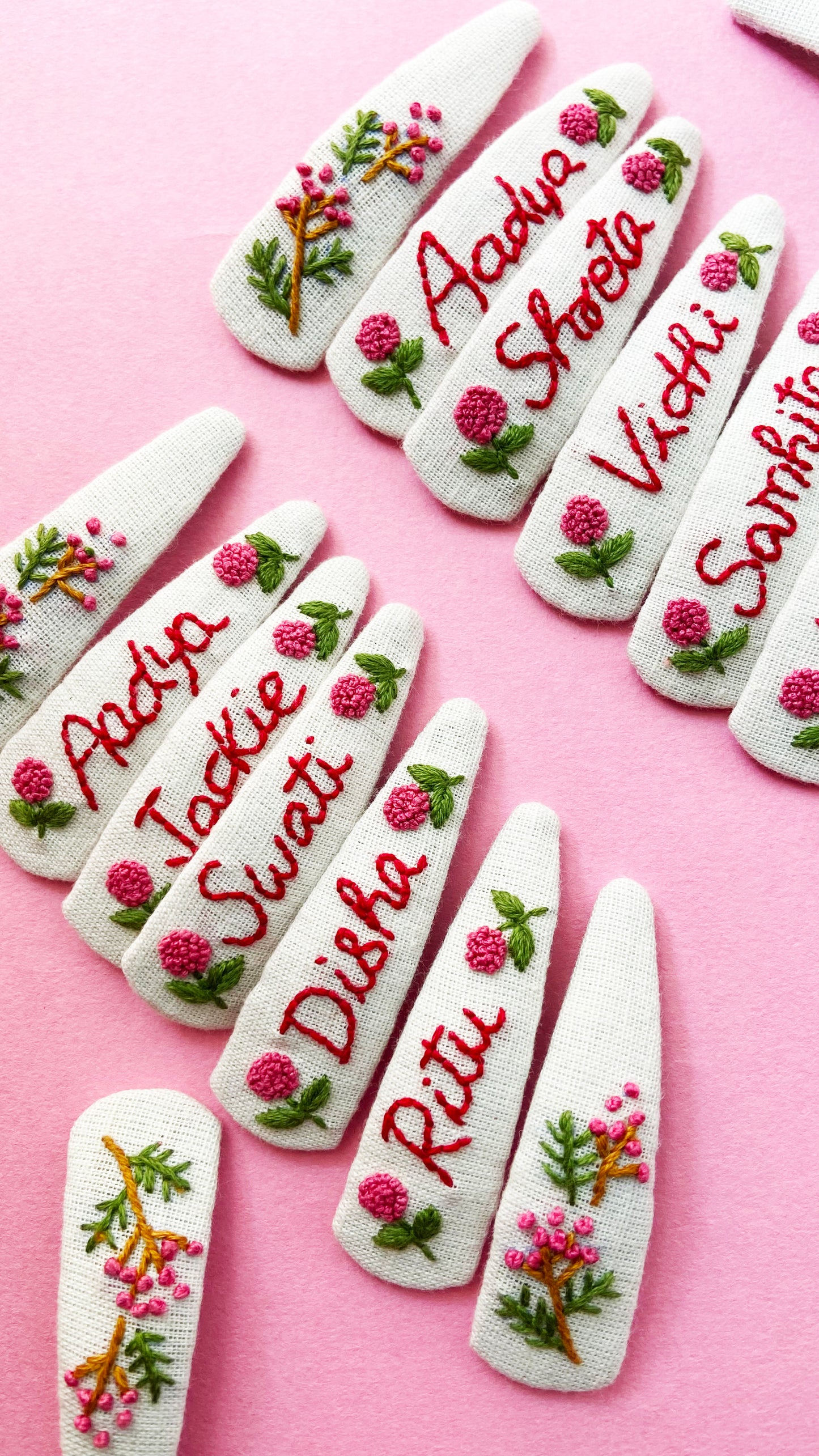 Lil Treazures Personalised Hand embroidered Name clip | set of 2