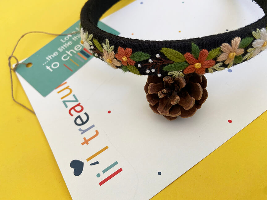 Frida Black hand embroidered hair band for girls/woman