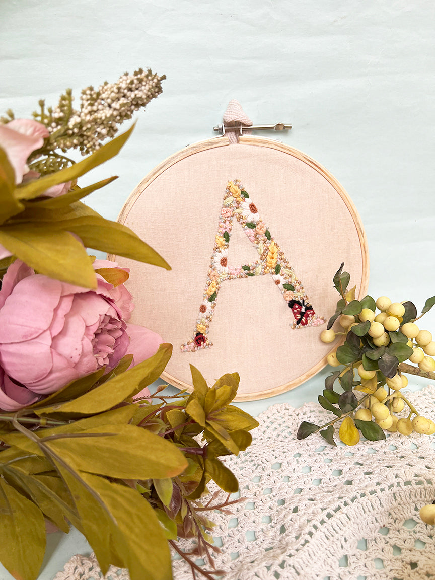 Lil Treazures Name Initial Customisable embroidered hoop | Wall hanging