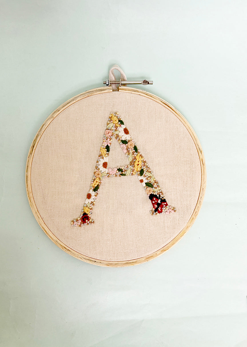 Lil Treazures Name Initial Customisable embroidered hoop | Wall hanging