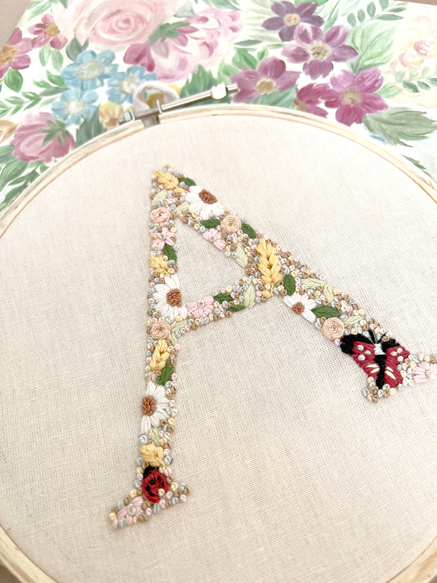 Lil Treazures Name Initial Customisable embroidered hoop | Wall hanging