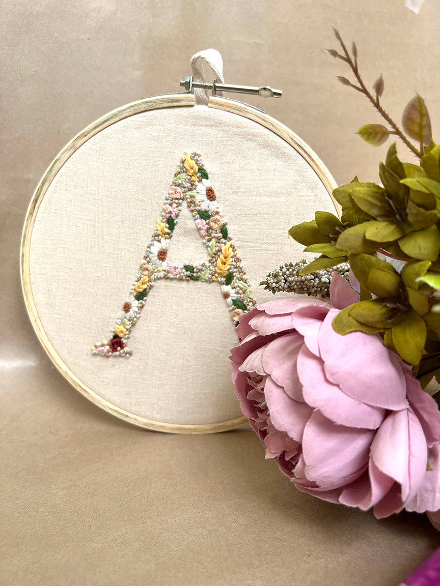 Lil Treazures Name Initial Customisable embroidered hoop | Wall hanging