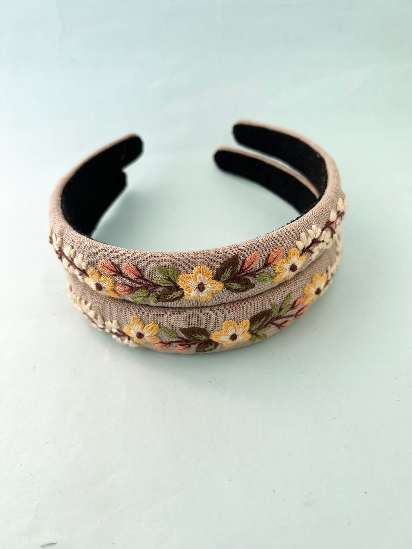 Flaire beige hand embroidered hair band for girls/woman