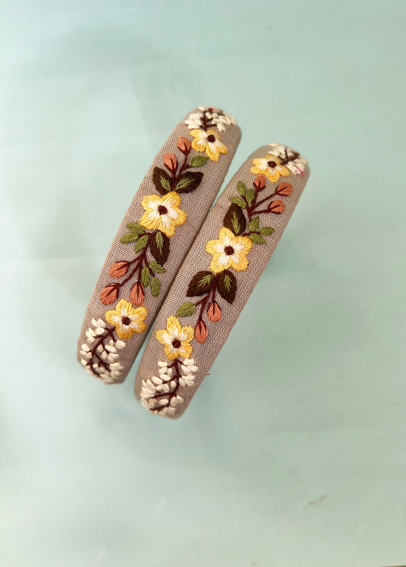 Flaire beige hand embroidered hair band for girls/woman