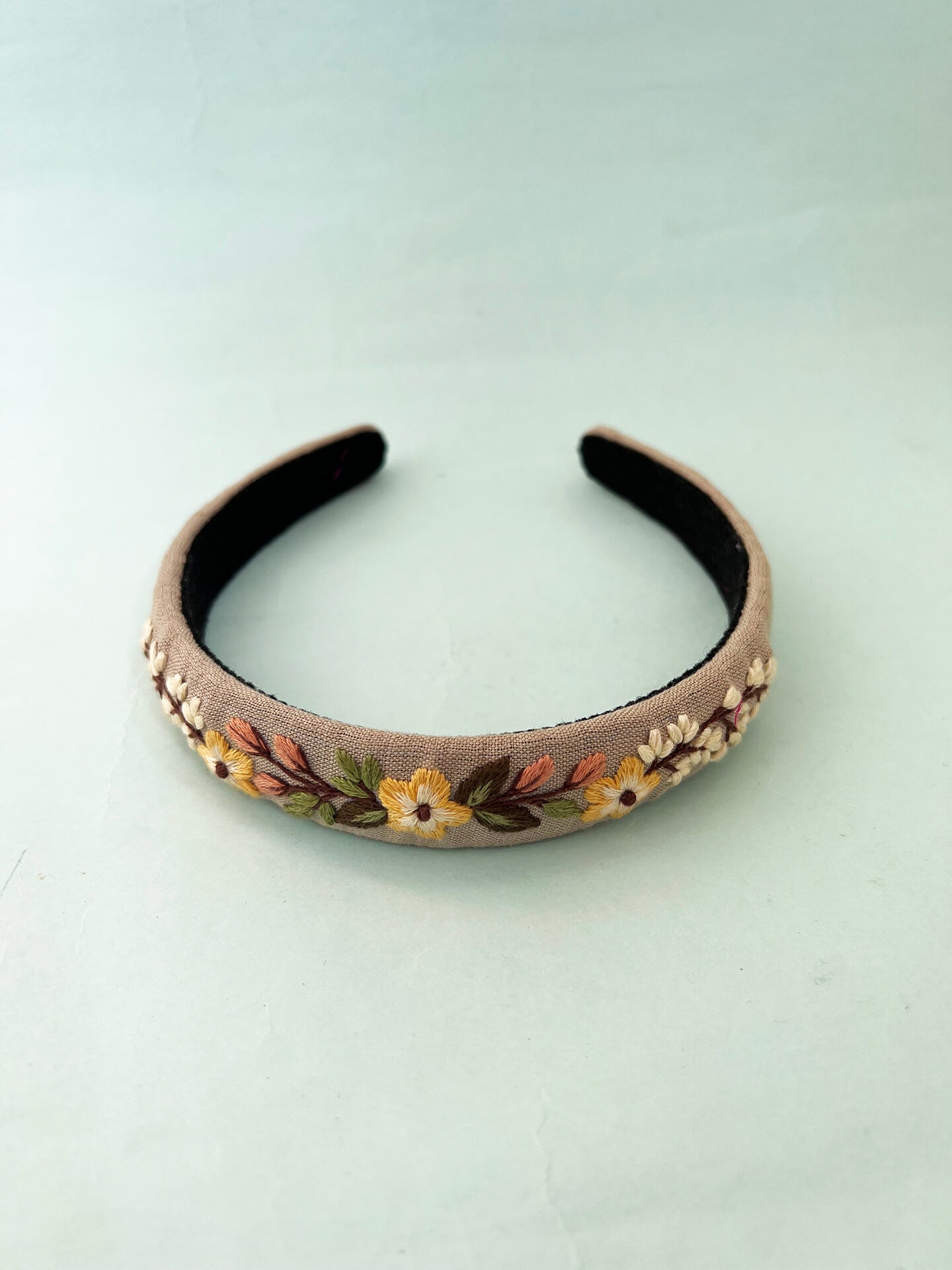 Flaire beige hand embroidered hair band for girls/woman