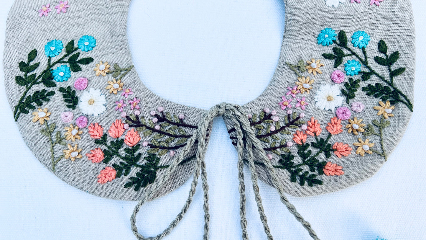 Flora Hand embroidered Peter Pan detachable collar for kids