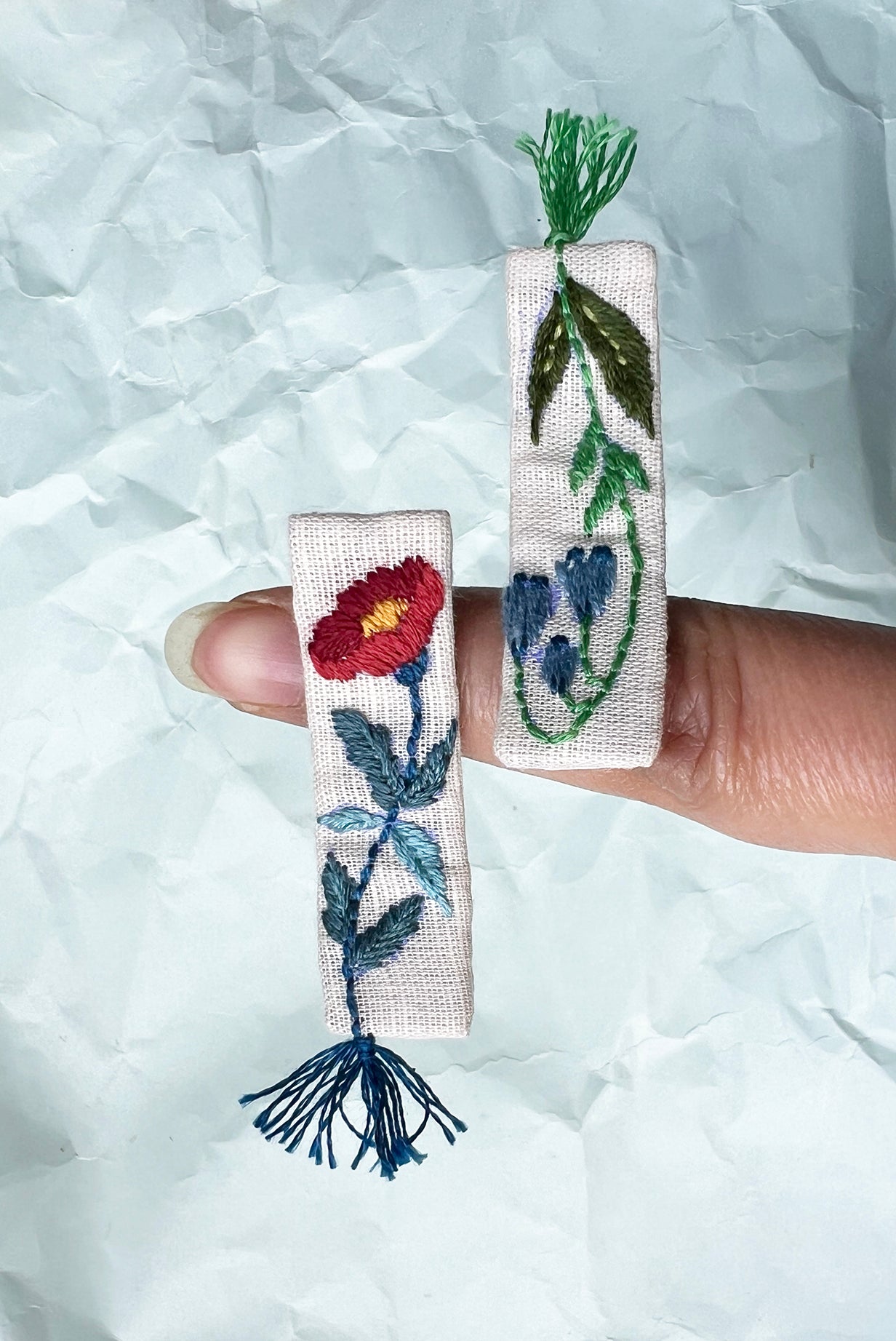 Floral Fringe hand embroidered hair pin for babies & Kids | set of 2