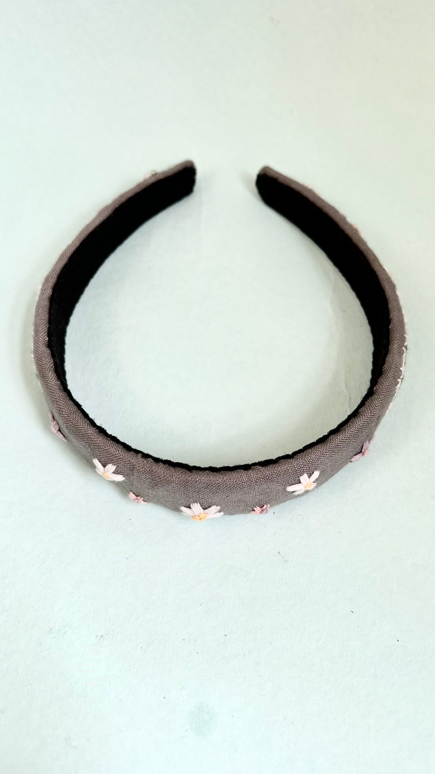 Solitary Ash grey hand embroidered Hair band for girls/ women