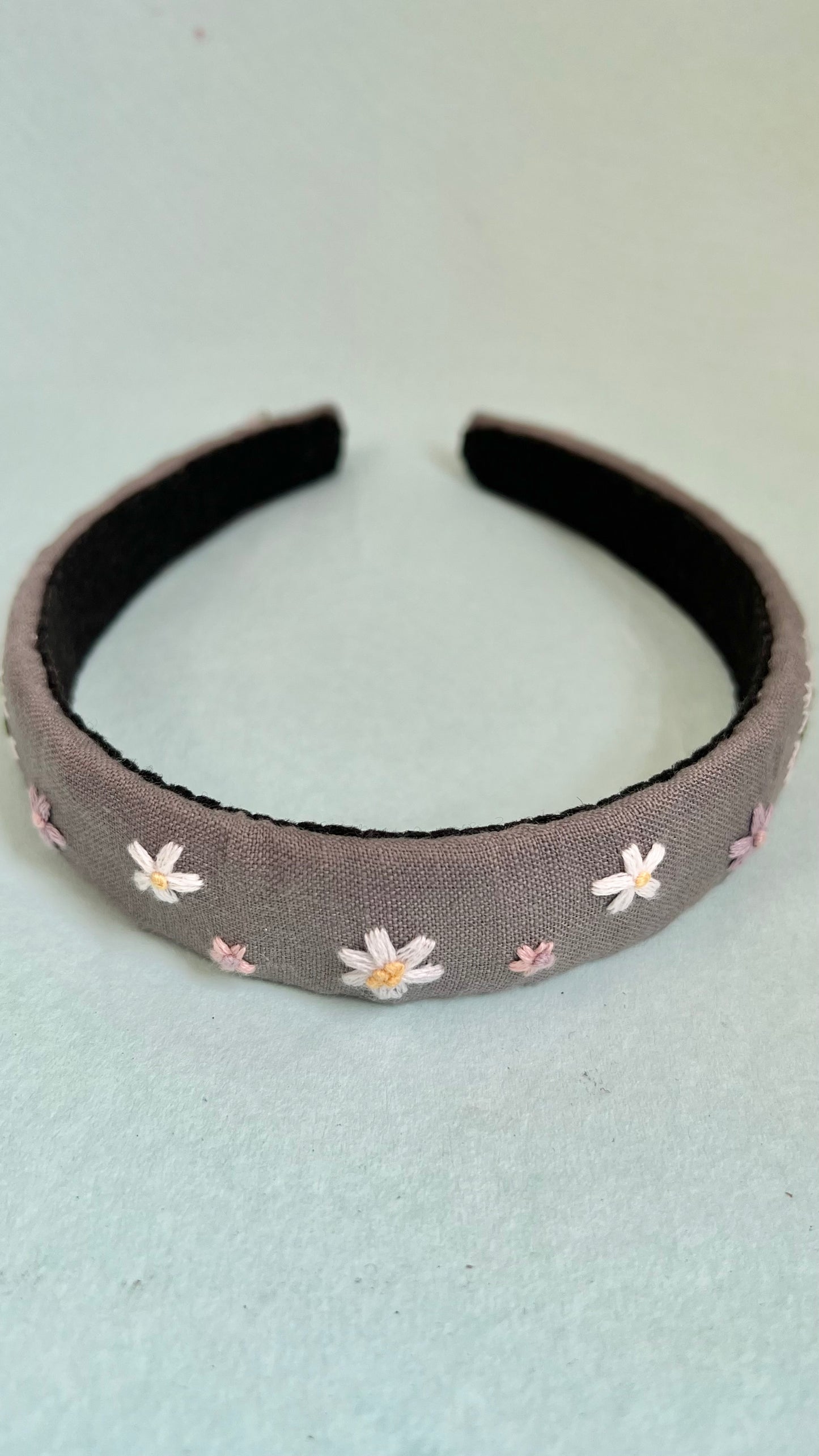 Solitary Ash grey hand embroidered Hair band for girls/ women