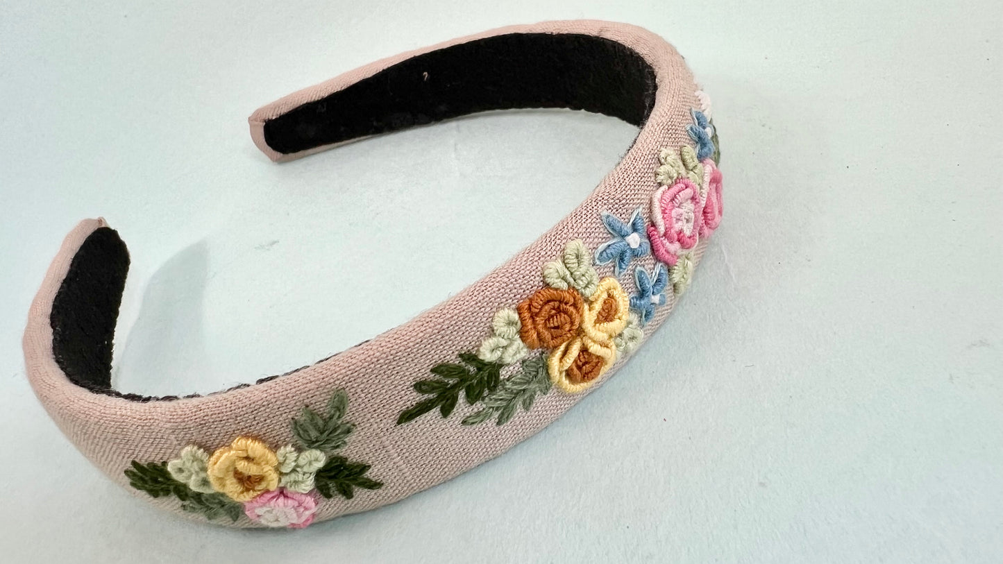 Charming Beige Hand embroidered hair band for girls/ Women