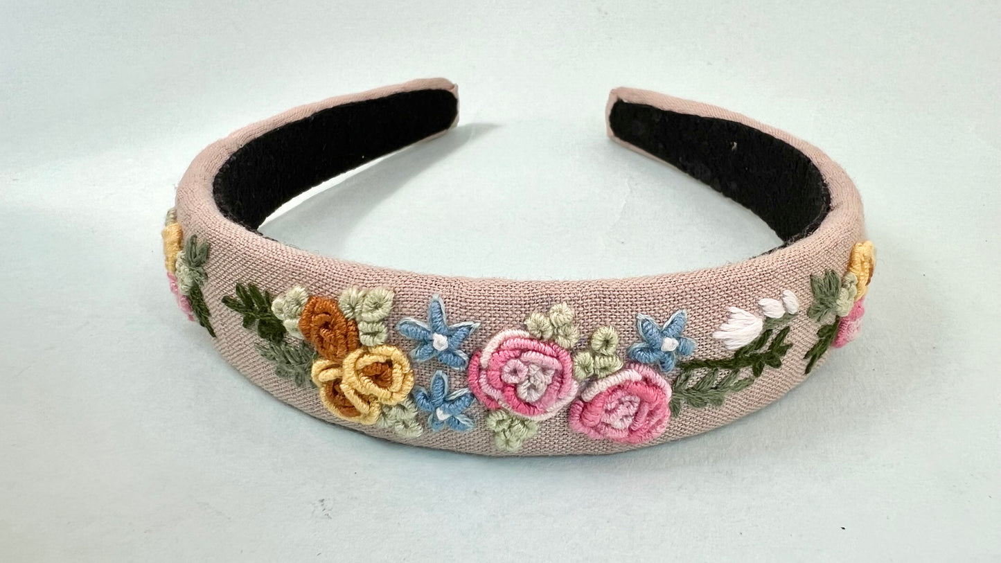 Charming Beige Hand embroidered hair band for girls/ Women