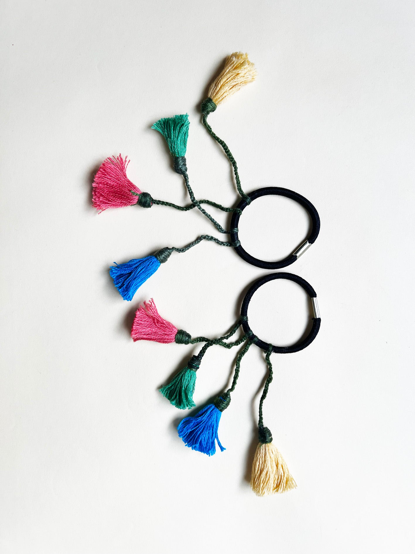 Colorful Handmade Tassel hair ties 2| Set of 2